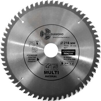 Диск пильный по мультиматериалам Trio-Diamond MM907 216*30*60T