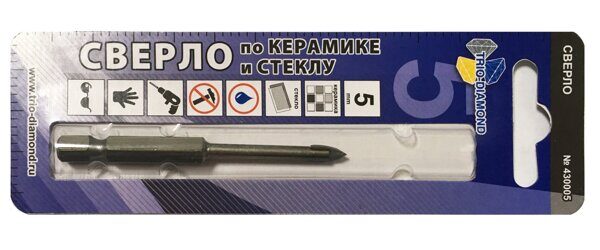 Сверло по керамике и стеклу 5мм Trio-Diamond 430005